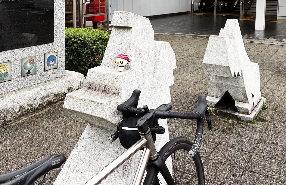 ロードバイク,友部駅,阿吽（あうん）石像