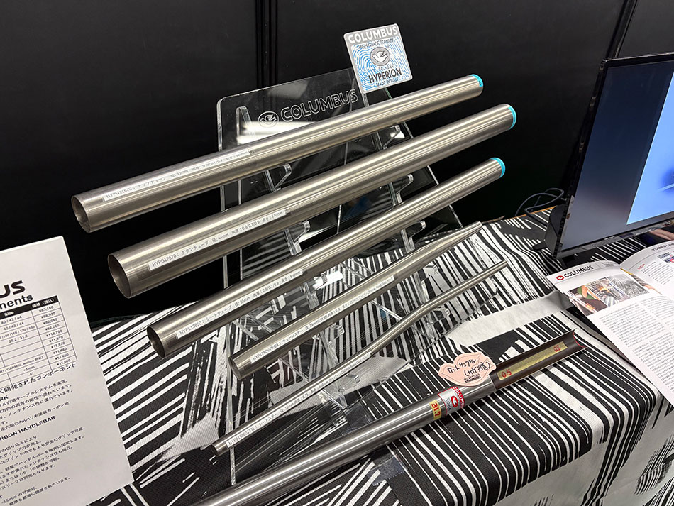 ハンドメイドバイシクル展で展示された、COLUMBUS（コロンバス）自転車のパーツ・フレーム素材