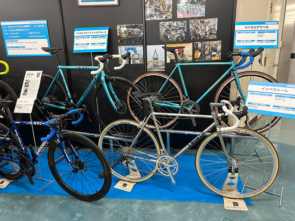 ハンドメイドバイシクル展で展示された、ラバネロ（RAVANELLO）のオーダー自転車。